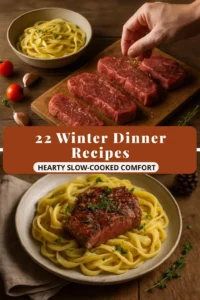 variety of winter dinner recipes including soups, stews, and casseroles