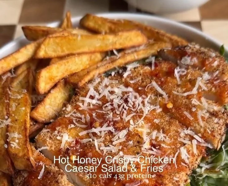 Healthy Chicken Caesar Salad with Fries