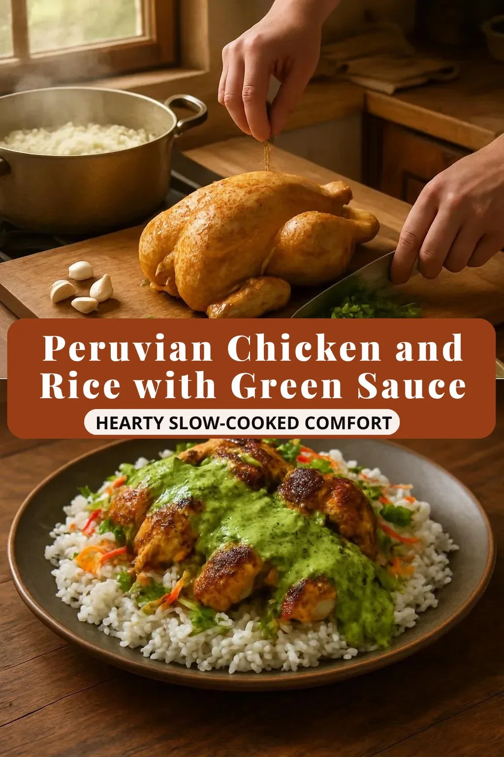 Peruvian Chicken and Rice with Green Sauce
