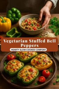 Delicious vegetarian stuffed bell peppers filled with fresh ingredients.