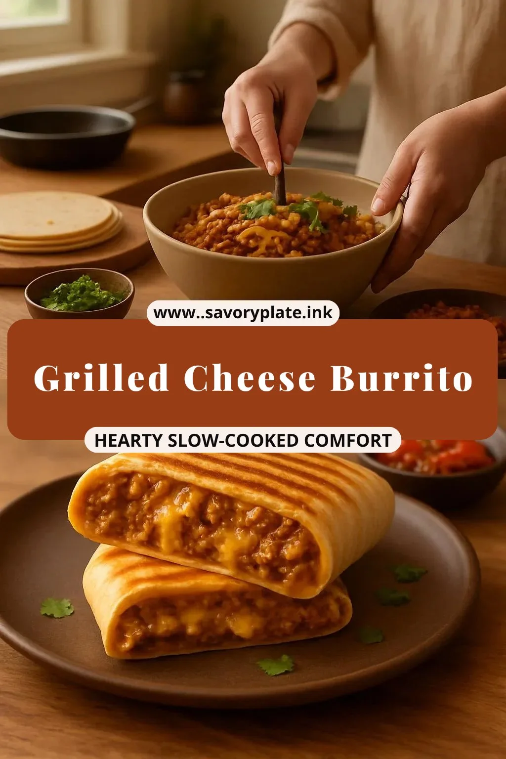 Delicious grilled cheese burrito filled with melted cheese and savory ingredients.