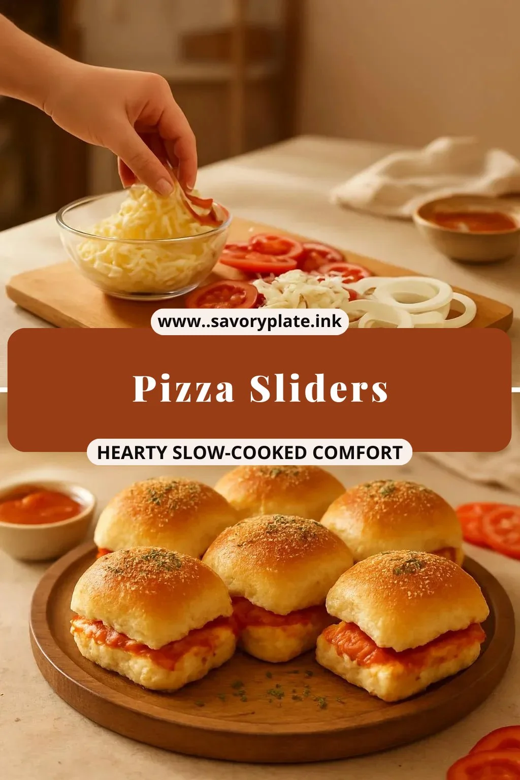 Tasty Pizza Sliders served with marinara sauce