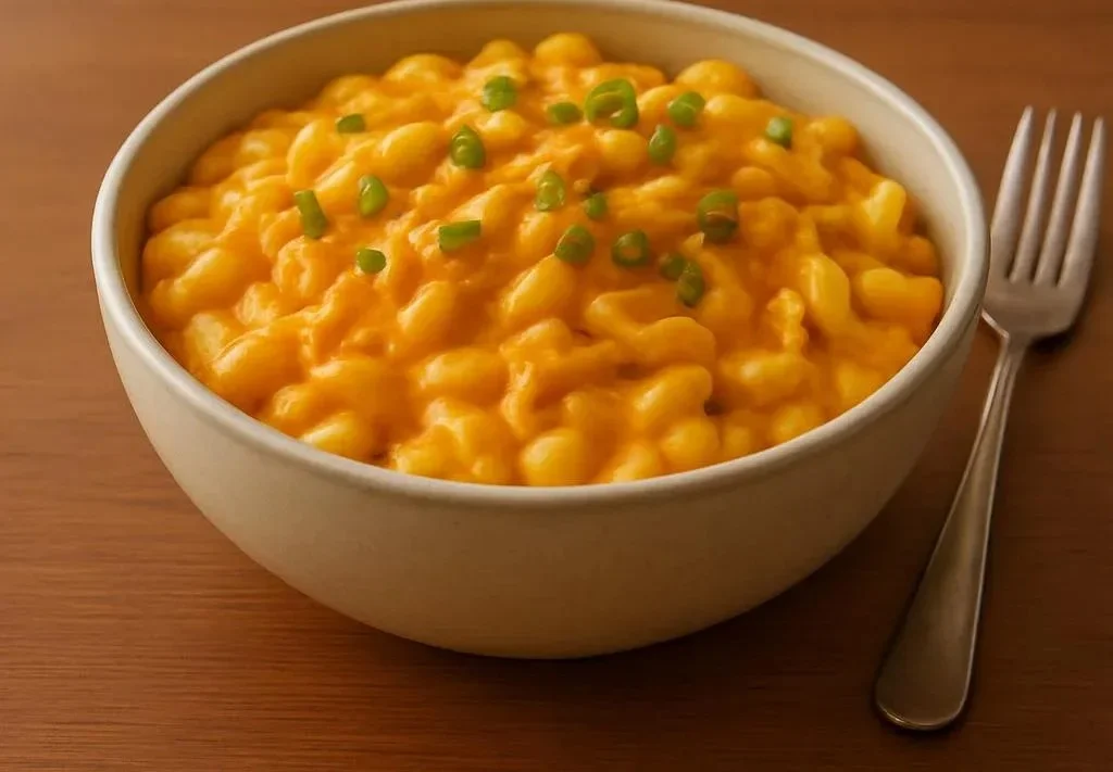 Delicious Buffalo Chicken Mac and Cheese topped with crispy breadcrumbs and blue cheese