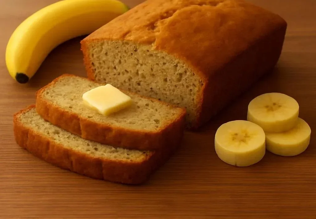 Delicious easy banana bread loaf fresh out of the oven
