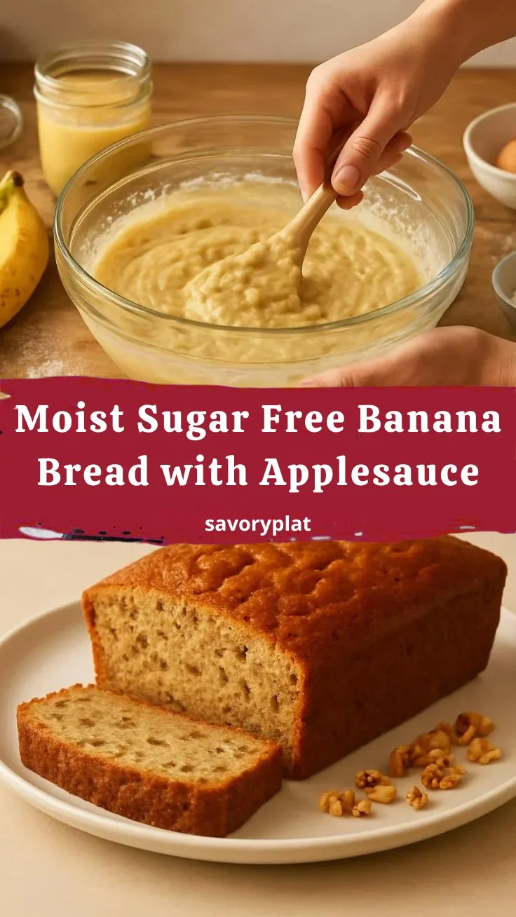 Moist Sugar Free Banana Bread with Applesauce